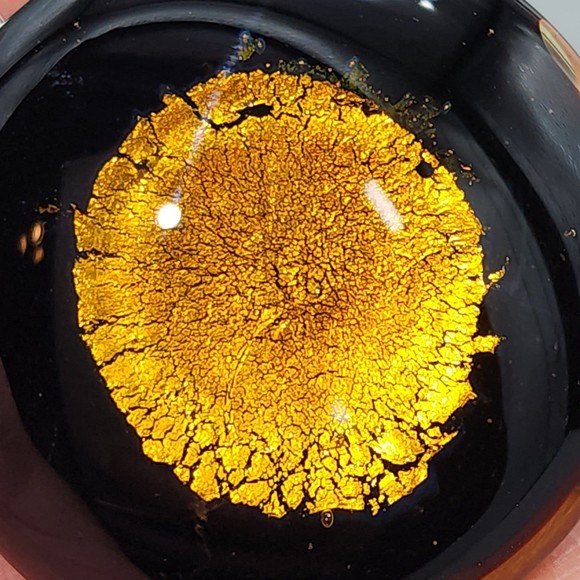 Murano Inspired Bracelet Art Glass Black & Gold Foil Statement Clamper 8 1/2" - Picture 3 of 7